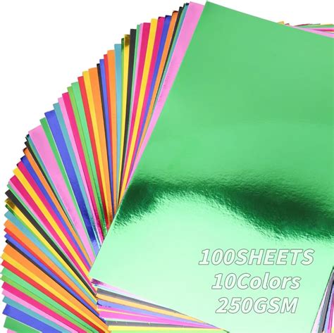 100 Sheets Metallic Mixed Cardstock Paper Bulk, Mixed Paper 